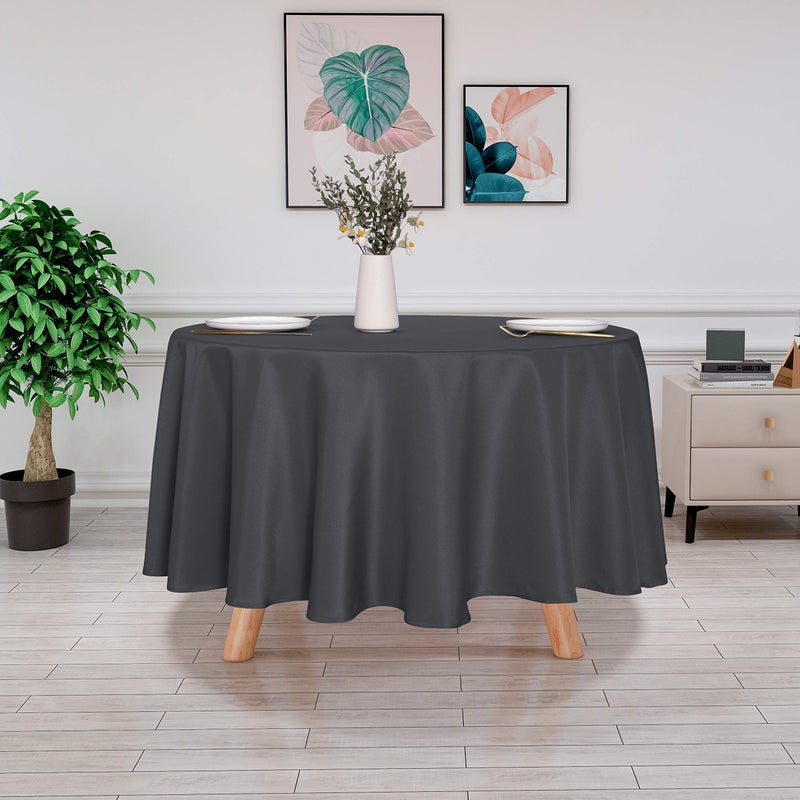 sancua Round Tablecloth - 90 Inch - Water Resistant Spill Proof Washable Polyester Table Cloth Decorative Fabric Table Cover for Dining Tables, Buffet Parties and Camping, Grey - Image 3